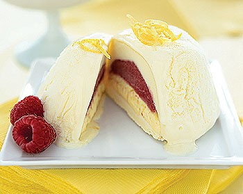Lemon-raspberry ice cream bombes