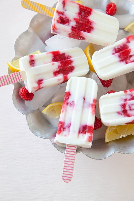 Lemon raspberry yogurt pops