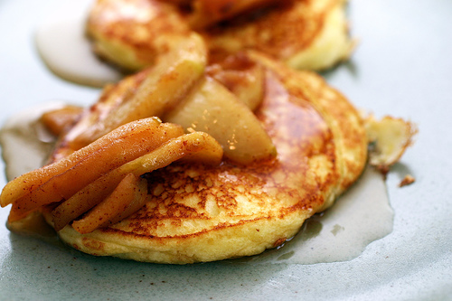 Lemon ricotta pancakes with sauteed apples