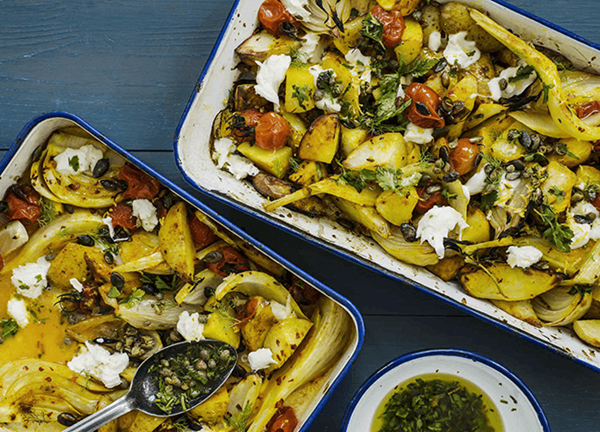 Lemon roast vegetables with scamorza