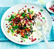 Lemon-roasted vegetables with yogurt & tahini dressing