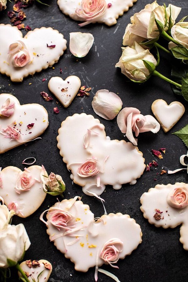 Lemon rose shortbread cookies