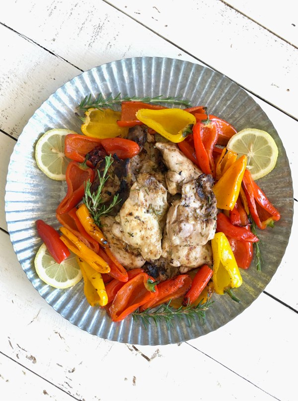 Lemon rosemary grilled chicken thighs