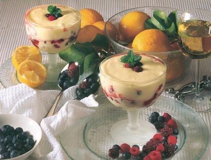 Lemon sabayonette with fresh berries