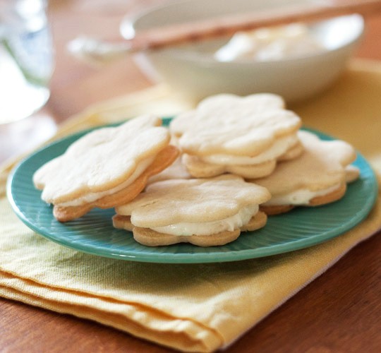 Lemon sandwich cookies with triple citrus filling