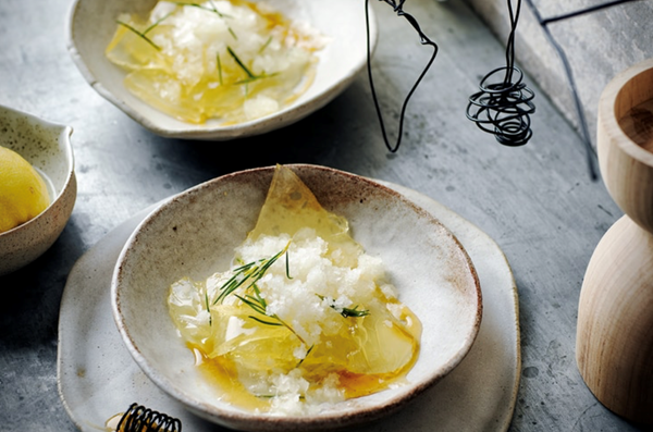 Lemon 'snow cones' with lemon jelly