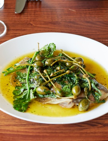 Lemon sole with beurre noisette and caper berries