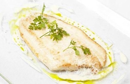 Lemon sole with Parmesan and cream