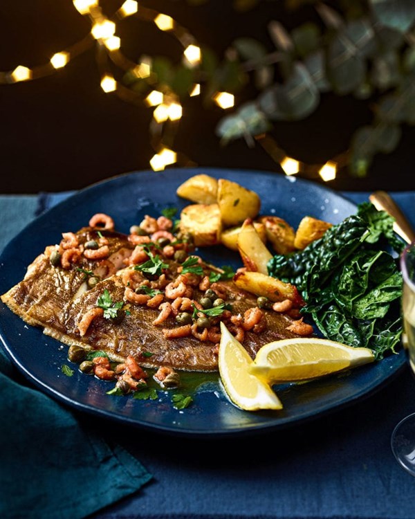 Lemon sole with potted shrimp