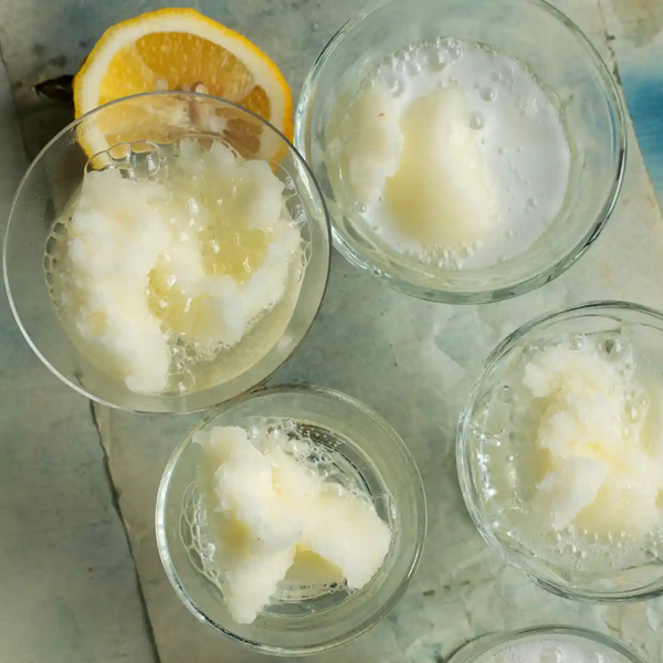 Lemon sorbet and prosecco