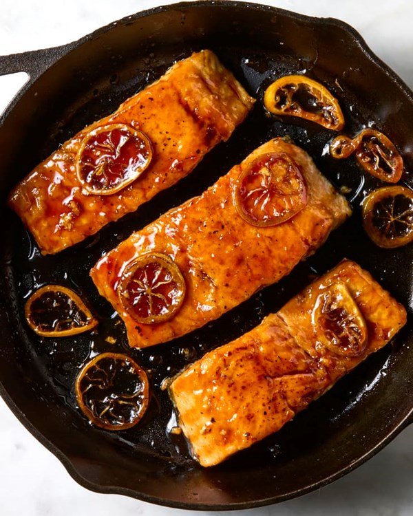 Lemon-soy glazed salmon 