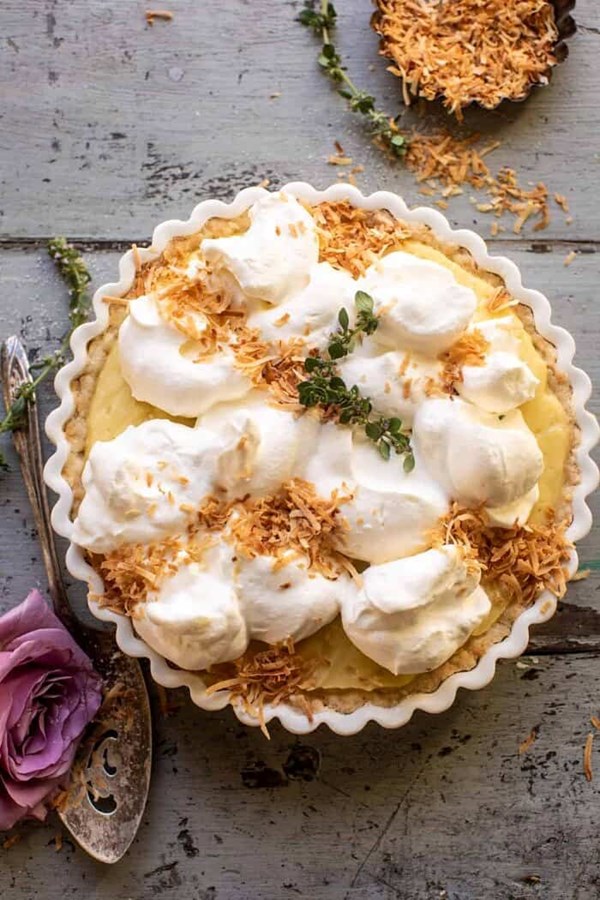 Lemon sugar coconut cream pie