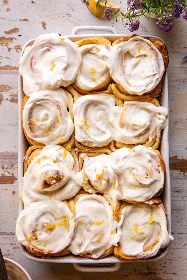 Lemon sugar rolls with vanilla cream cheese icing