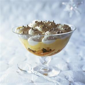 Lemon syllabub and passion fruit trifle