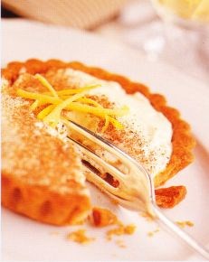 Lemon syllabub in an almond pastry tart
