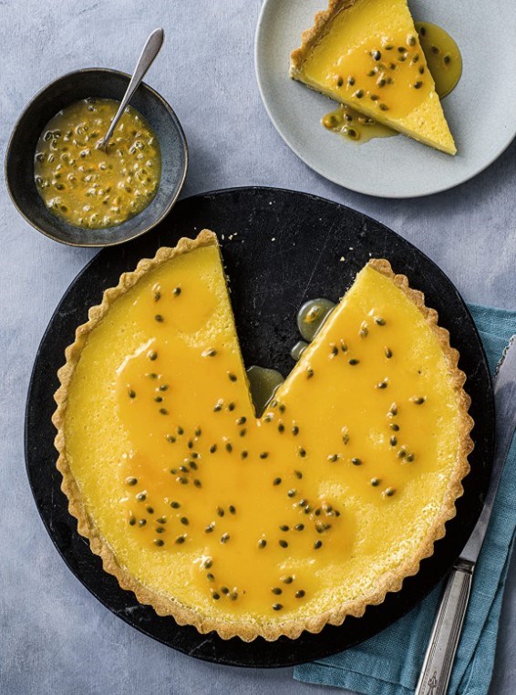 Lemon tart with lemon passion fruit curd