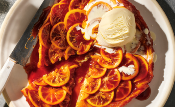 Lemon tarte Tatin with bay leaf ice-cream