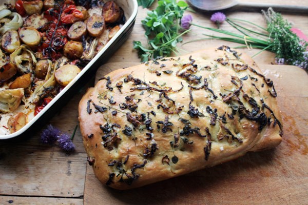 Lemon thyme and fennel focaccia