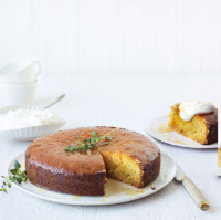Lemon thyme, blossom honey and polenta cake