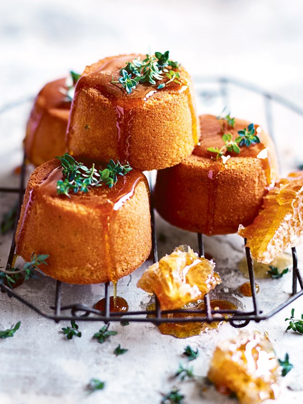 Lemon thyme cakes with honey syrup
