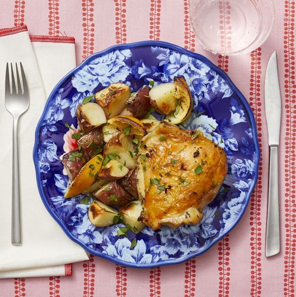 Lemon-thyme sheet-pan chicken and potatoes