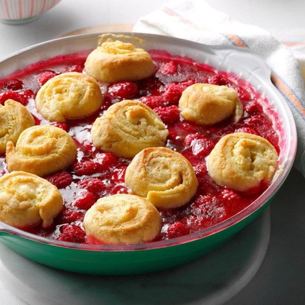 Lemon whirligigs with raspberries