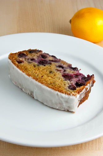 Lemon yogurt cake with blueberries