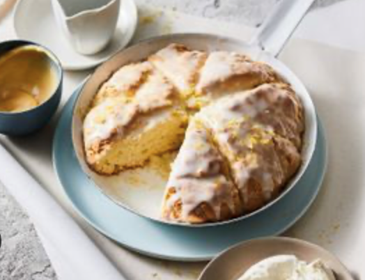 Lemonade drizzle scones with lemon curd