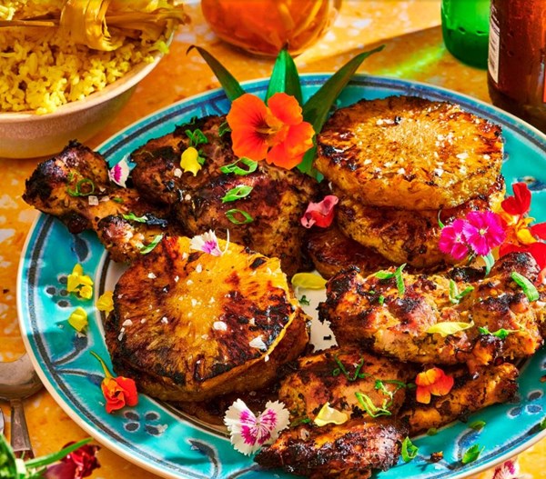 Lemongrass adobo grilled chicken with pineapple