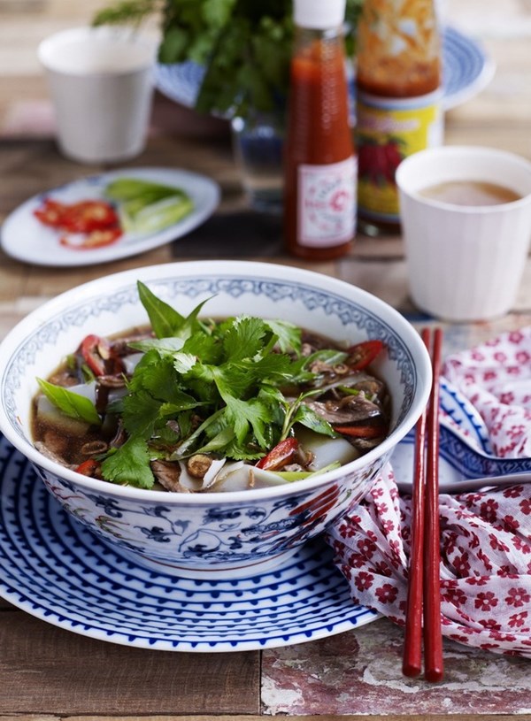 Lemongrass beef and noodle soup