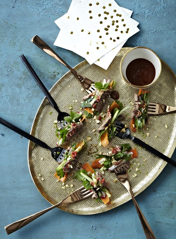 Lemongrass beef and salad skewers