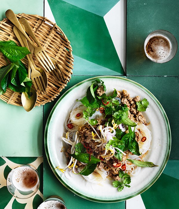 Lemongrass beef with rice noodles