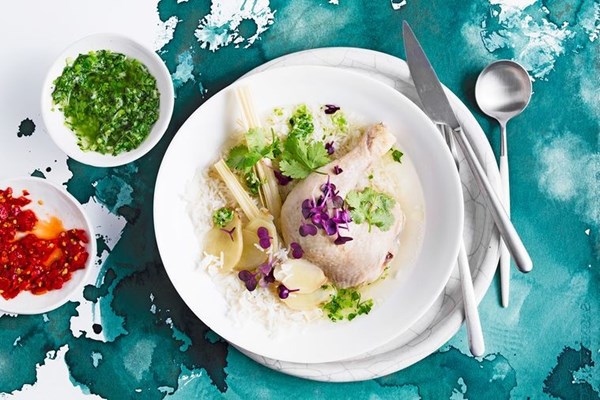 Lemongrass chicken & rice soup