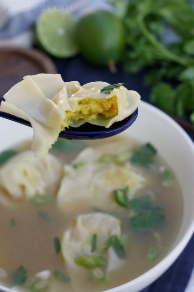 Lemongrass chicken dumpling soup