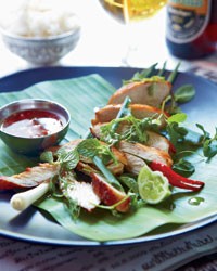 Lemongrass-cilantro chicken with honey dipping sauce