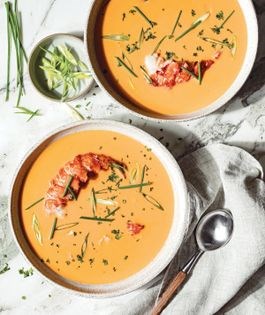 Lemongrass lobster bisque with coconut milk