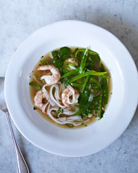 Lemongrass-scented noodle soup with shrimp