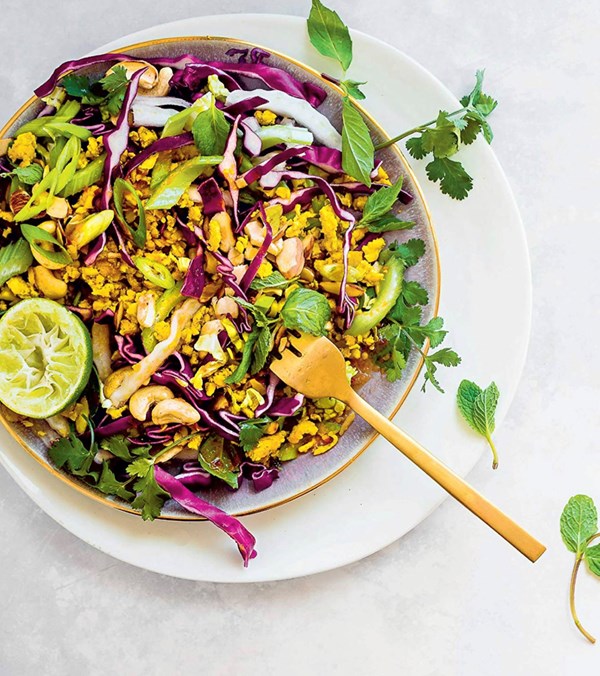 Lemongrass turkey bowls with fresh herbs 