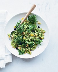 Lemony barley salad with kale pesto