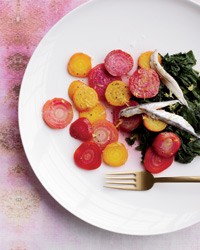 Lemony beet and beet green salad
