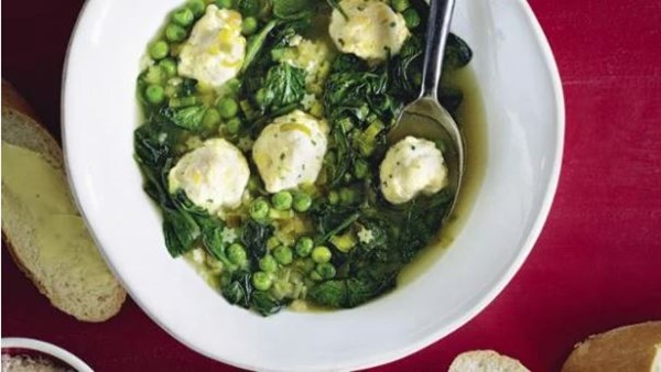 Lemony broth with chicken meatballs