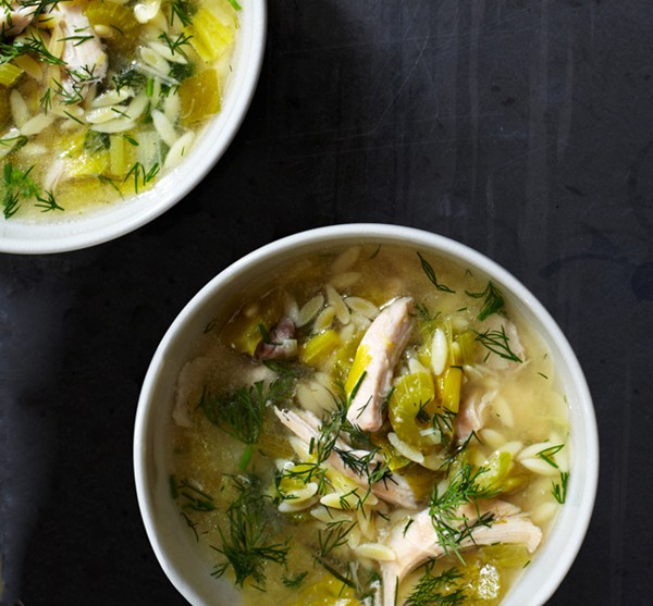 Lemony chicken and orzo soup
