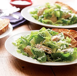 Lemony chicken Caesar salad with garlic-Parmesan toasts