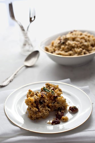 Lemony couscous and pecan dressing with parsley and garlic
