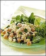 Lemony couscous with scallions and chickpeas