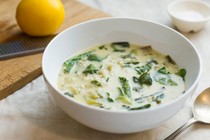 Lemony egg soup with escarole