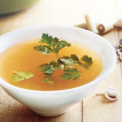 Lemony, fragrant chicken broth