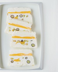 Lemony frozen-yogurt terrine with blueberries and mango