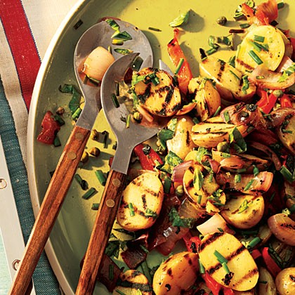Lemony grilled potato salad
