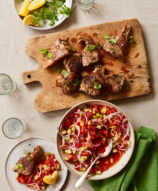 Lemony lamb chops with pipirrana